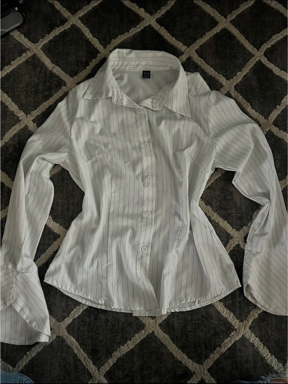 Classic White Pinstripe Button-Up Women's Shirt